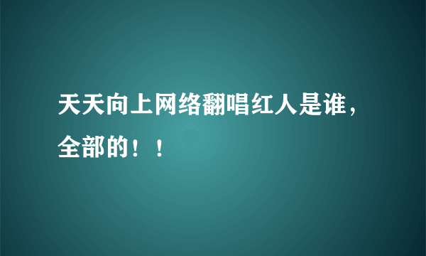 天天向上网络翻唱红人是谁，全部的！！