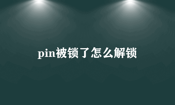 pin被锁了怎么解锁