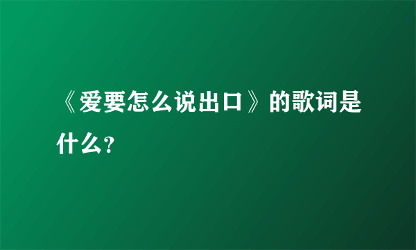 《爱要怎么说出口》的歌词是什么？