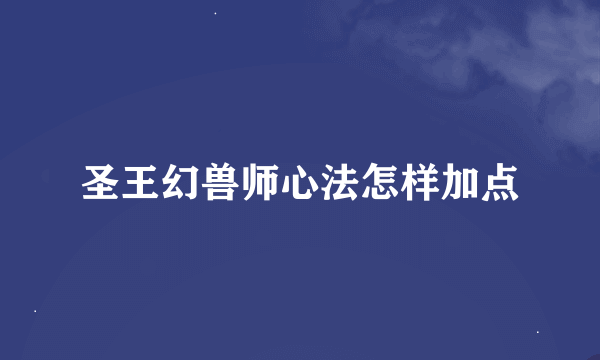 圣王幻兽师心法怎样加点