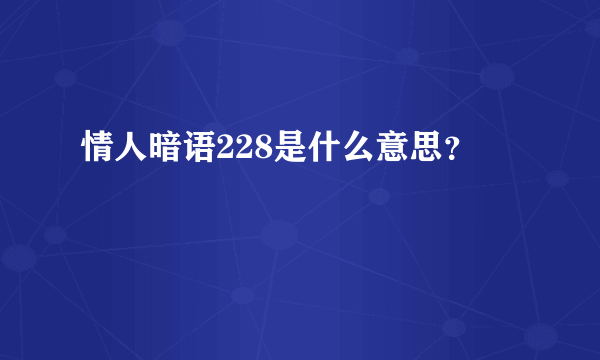 情人暗语228是什么意思？