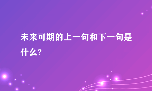 未来可期的上一句和下一句是什么?