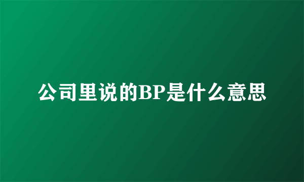 公司里说的BP是什么意思