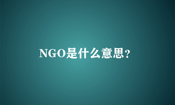 NGO是什么意思？