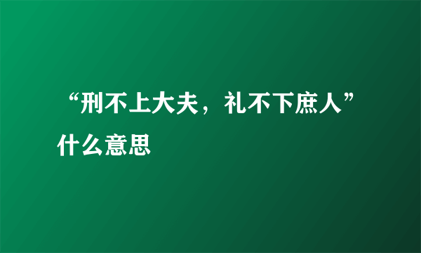 “刑不上大夫，礼不下庶人”什么意思