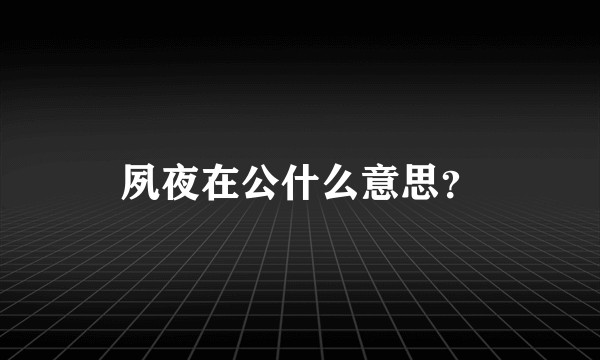 夙夜在公什么意思？