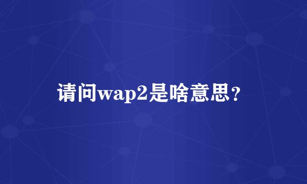 请问wap2是啥意思？