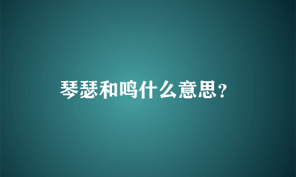 琴瑟和鸣什么意思？