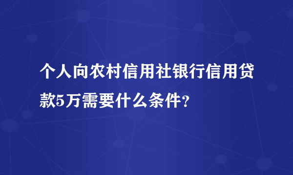 个人向农村信用社银行信用贷款5万需要什么条件？