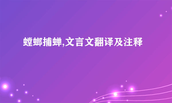 螳螂捕蝉,文言文翻译及注释