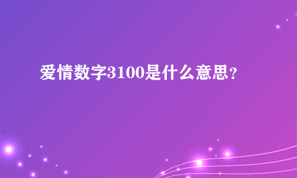 爱情数字3100是什么意思？