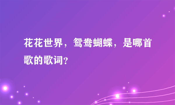 花花世界，鸳鸯蝴蝶，是哪首歌的歌词？