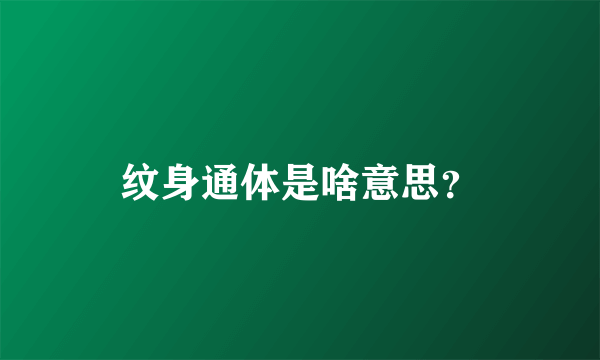 纹身通体是啥意思？