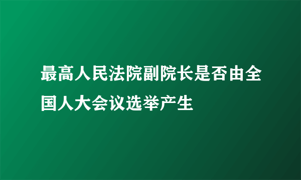 最高人民法院副院长是否由全国人大会议选举产生