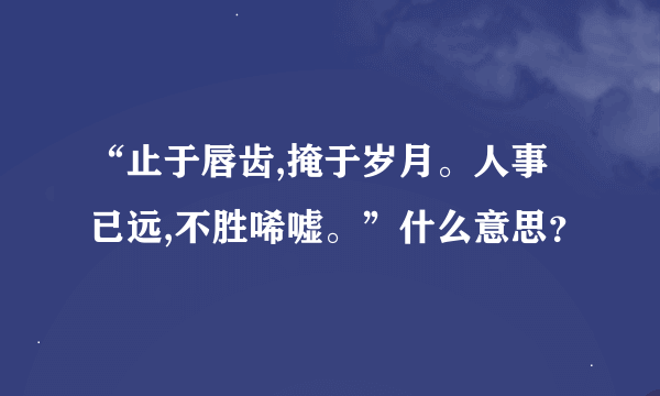 “止于唇齿,掩于岁月。人事已远,不胜唏嘘。”什么意思？