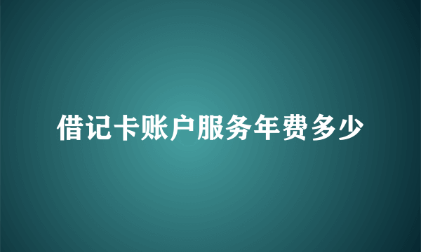 借记卡账户服务年费多少