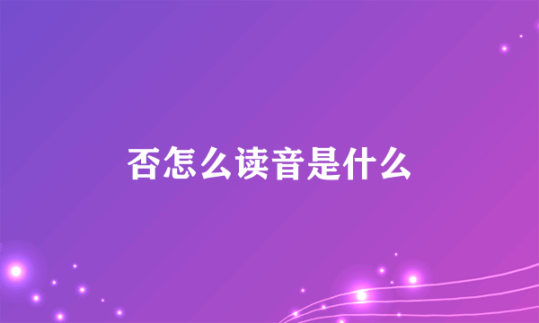 否怎么读音是什么