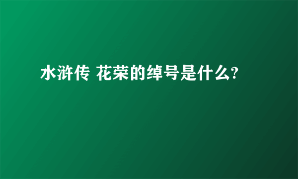 水浒传 花荣的绰号是什么?