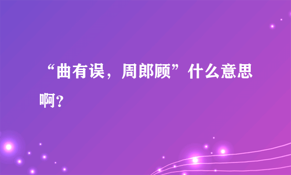 “曲有误，周郎顾”什么意思啊？