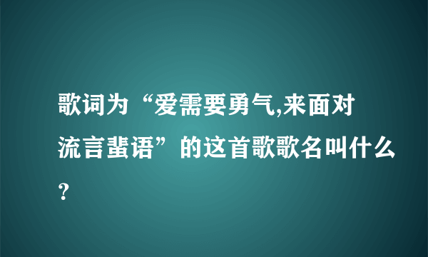 歌词为“爱需要勇气,来面对流言蜚语”的这首歌歌名叫什么？