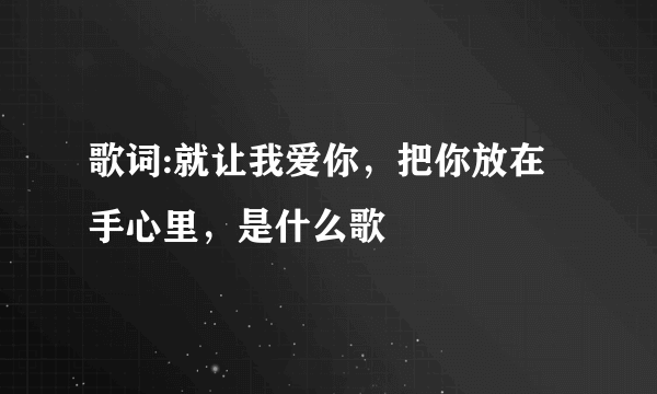 歌词:就让我爱你，把你放在手心里，是什么歌