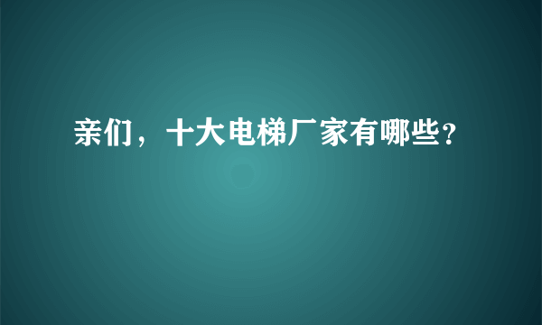 亲们，十大电梯厂家有哪些？