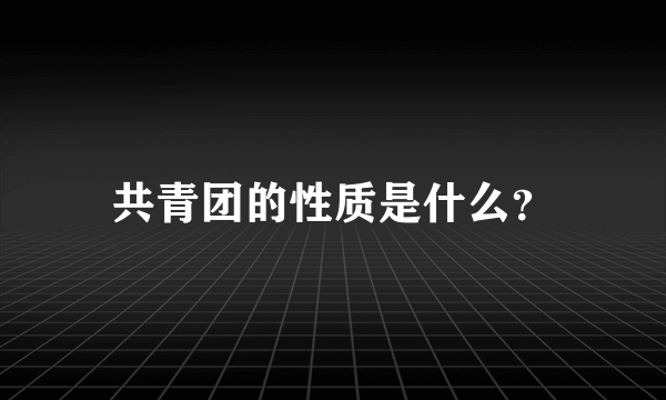 共青团的性质是什么？