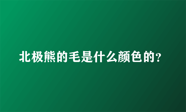 北极熊的毛是什么颜色的？