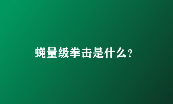 蝇量级拳击是什么？