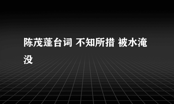 陈茂蓬台词 不知所措 被水淹没