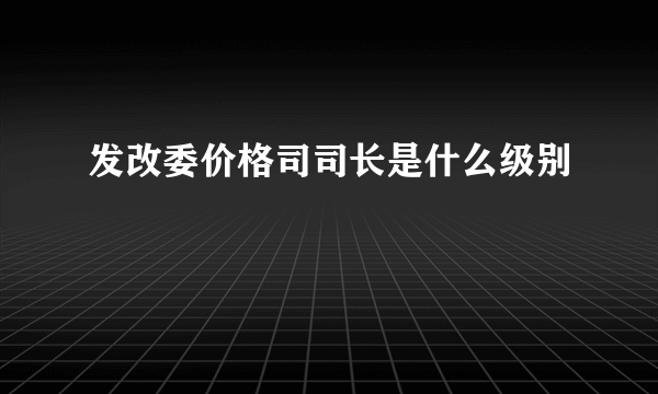 发改委价格司司长是什么级别