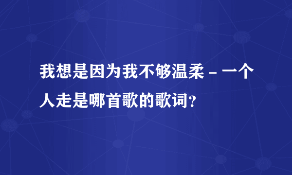 我想是因为我不够温柔－一个人走是哪首歌的歌词？