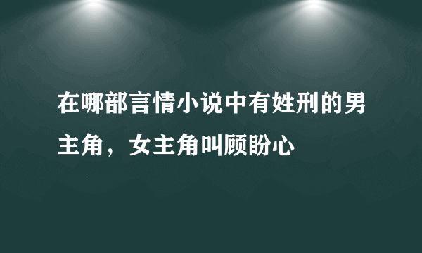 在哪部言情小说中有姓刑的男主角，女主角叫顾盼心