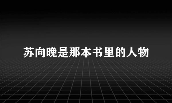 苏向晚是那本书里的人物