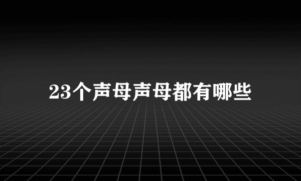 23个声母声母都有哪些