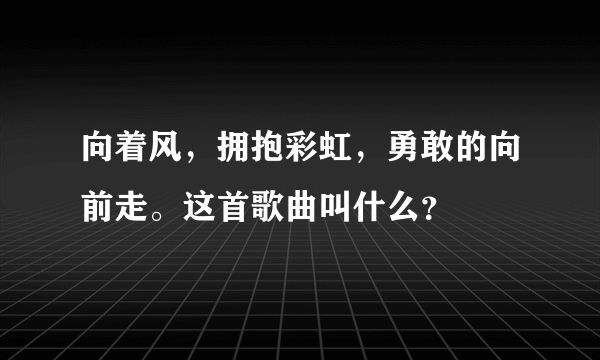 向着风，拥抱彩虹，勇敢的向前走。这首歌曲叫什么？