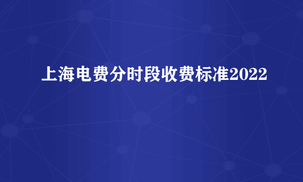 上海电费分时段收费标准2022