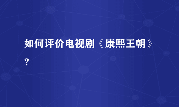 如何评价电视剧《康熙王朝》？