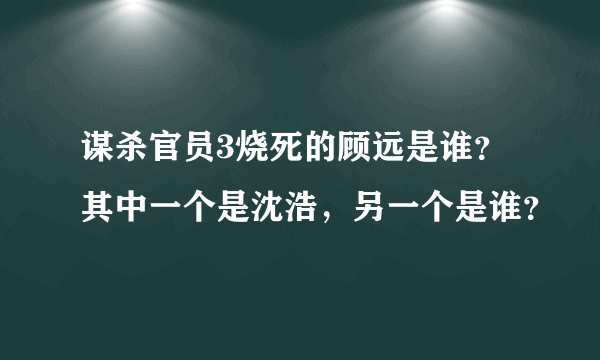 谋杀官员3烧死的顾远是谁？其中一个是沈浩，另一个是谁？