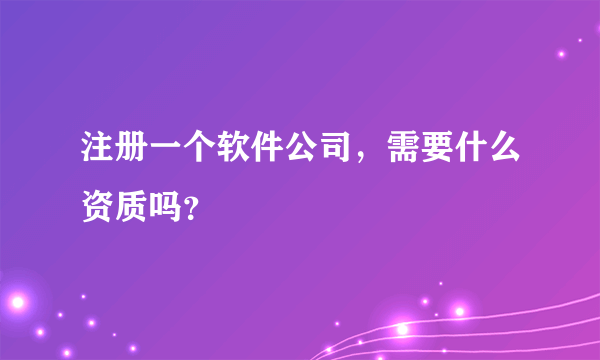 注册一个软件公司，需要什么资质吗？