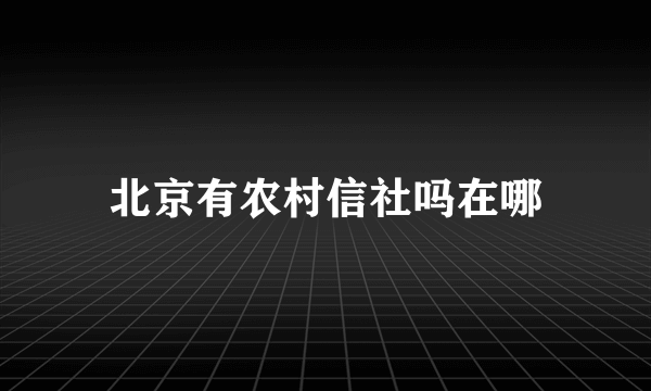 北京有农村信社吗在哪