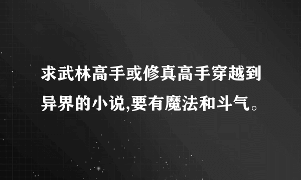 求武林高手或修真高手穿越到异界的小说,要有魔法和斗气。