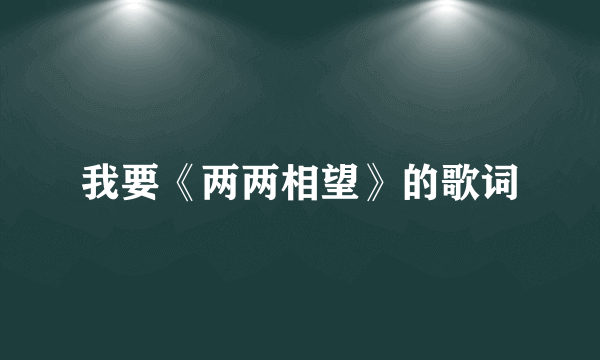 我要《两两相望》的歌词