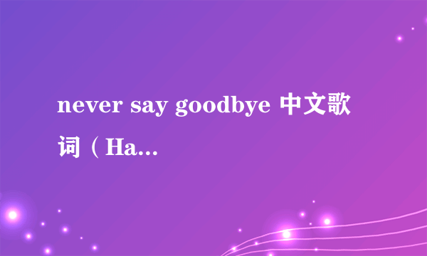 never say goodbye 中文歌词（Hayley Westenra唱的）