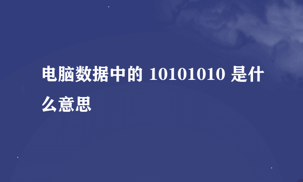 电脑数据中的 10101010 是什么意思