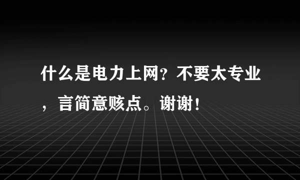 什么是电力上网？不要太专业，言简意赅点。谢谢！