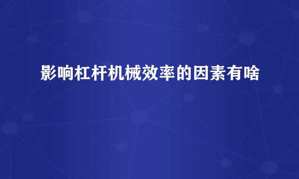 影响杠杆机械效率的因素有啥