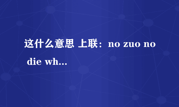 这什么意思 上联：no zuo no die why you try 下联：no try no