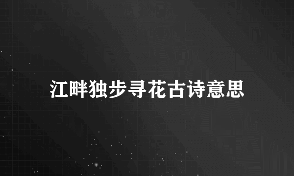 江畔独步寻花古诗意思