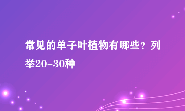 常见的单子叶植物有哪些？列举20-30种